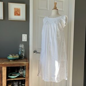 Antique Italian cotton floral embroidered cutwork nursing chemise